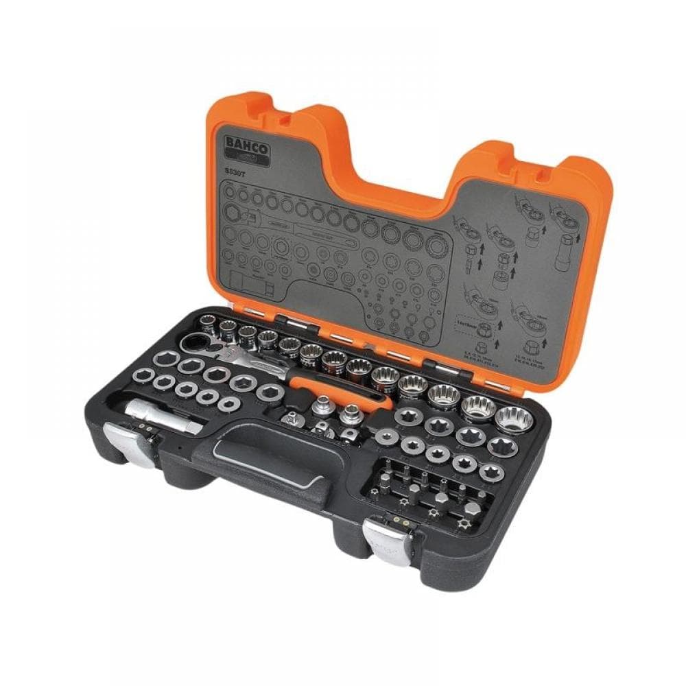 Bahco S530T S530T 1/2In Drive Pass-Through Socket Set 53 Piece