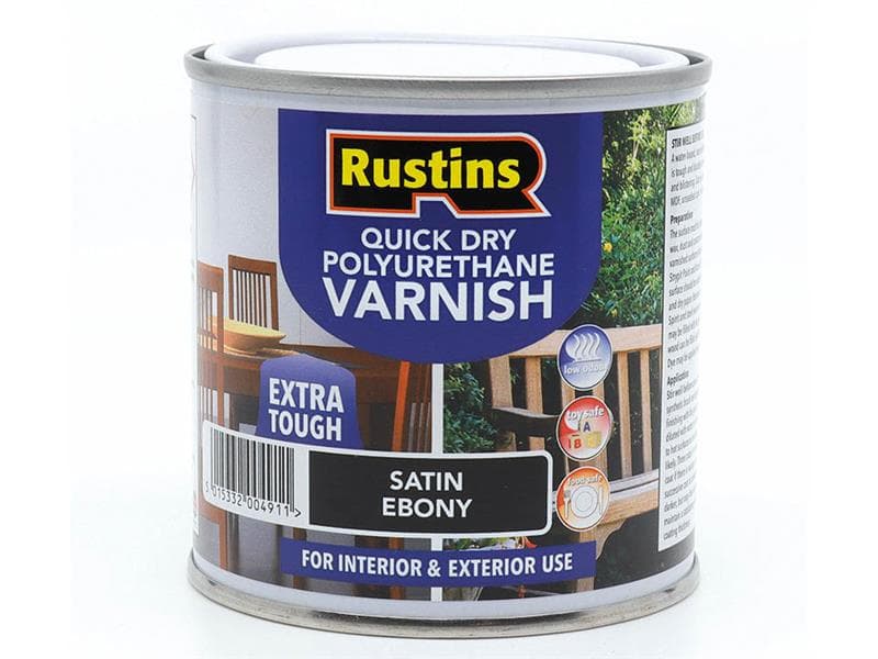 Rustins PSEBW250 Quick Dry Polyurethane Varnish Satin Ebony 250Ml Psebw250