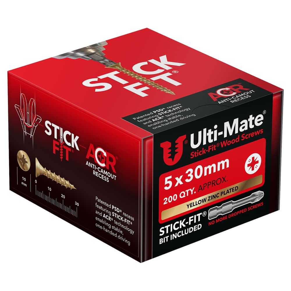 Ulti-Mate® Stick-Fit® Wood Screws 5.0 x 30mm Qty 200