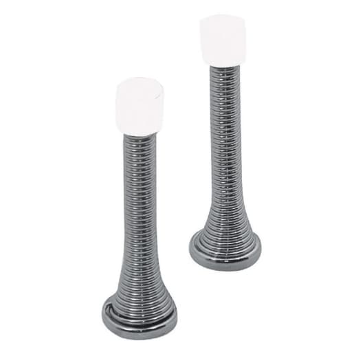 4Trade Silver Brass Spring Door Stop Chrome 2 Pack, Size: 75x22mm