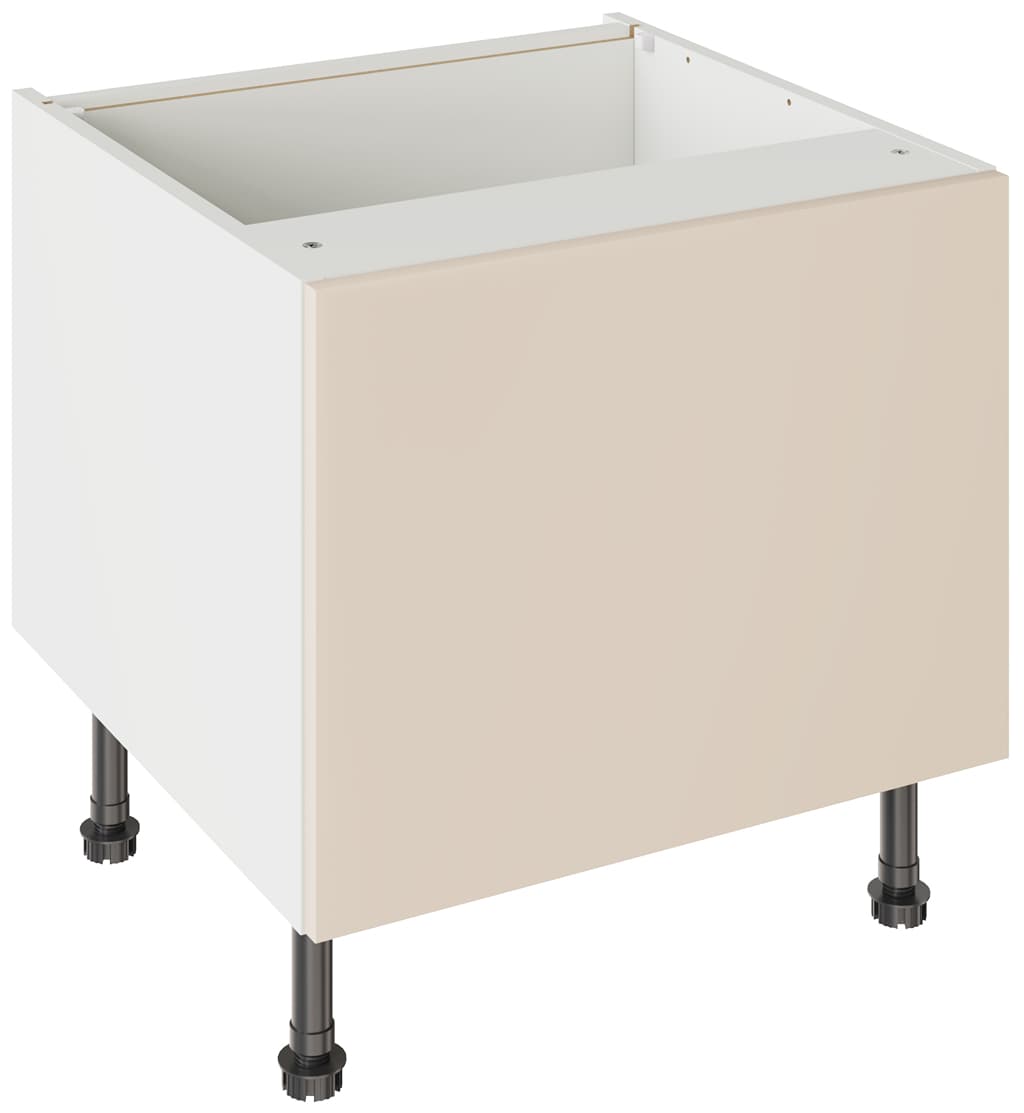 Flatpack 600 Belfast Sink Base Kitchen Cabinet Slab Super Gloss Cashmere