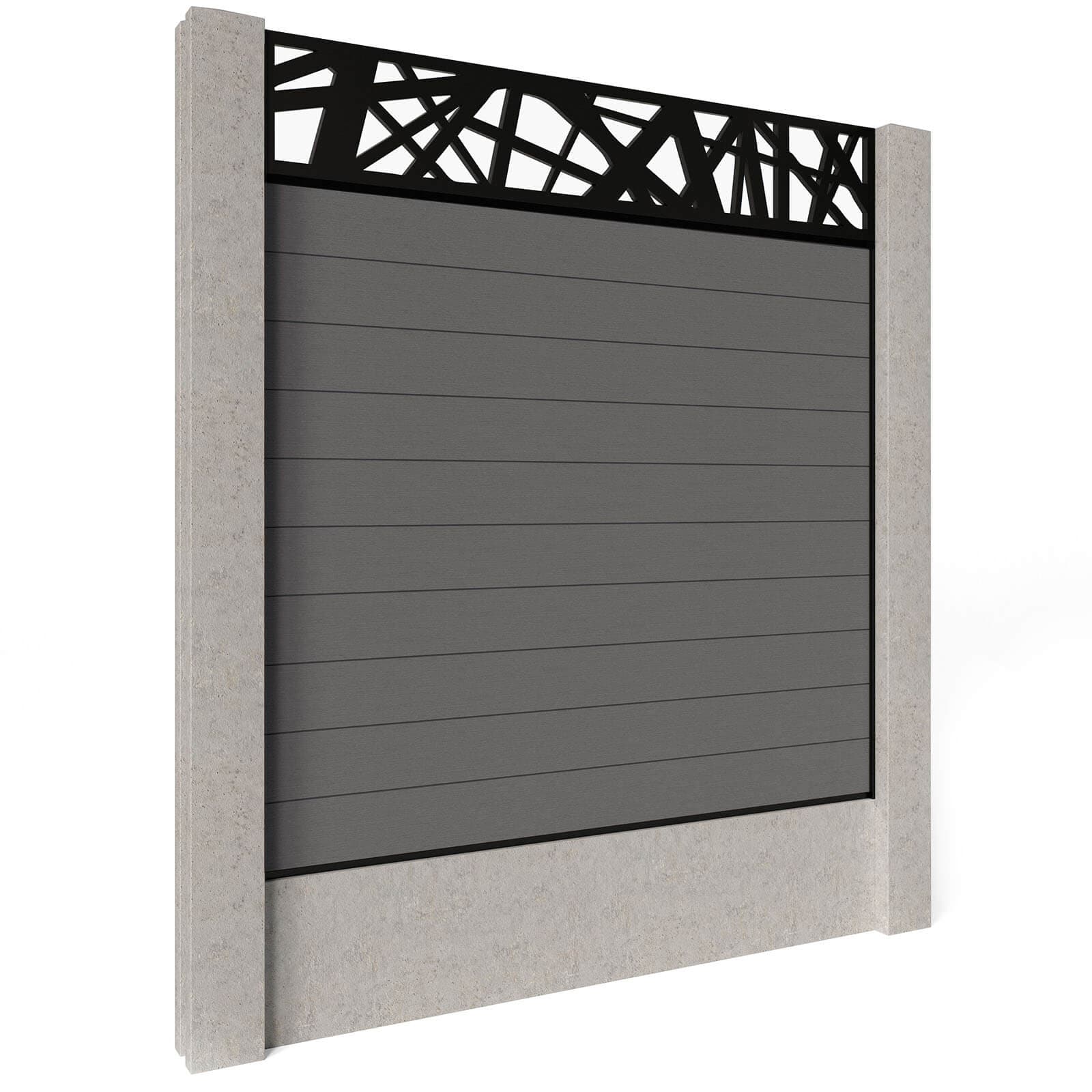 Composite Fence Panels - Ash with Aluminium Railings (for concrete posts) 1.8m