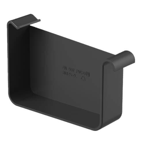Square Steel Gutter Right Hand Stopend - 125mm Graphite