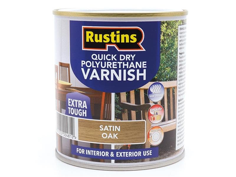 Rustins PSOAW500 Quick Dry Polyurethane Varnish Satin Oak 500Ml Psoaw500