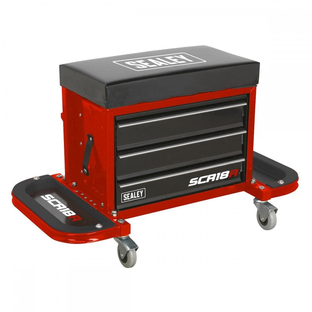 Sealey SCR18R Mechanicfts Utility Seat & Toolbox - Red