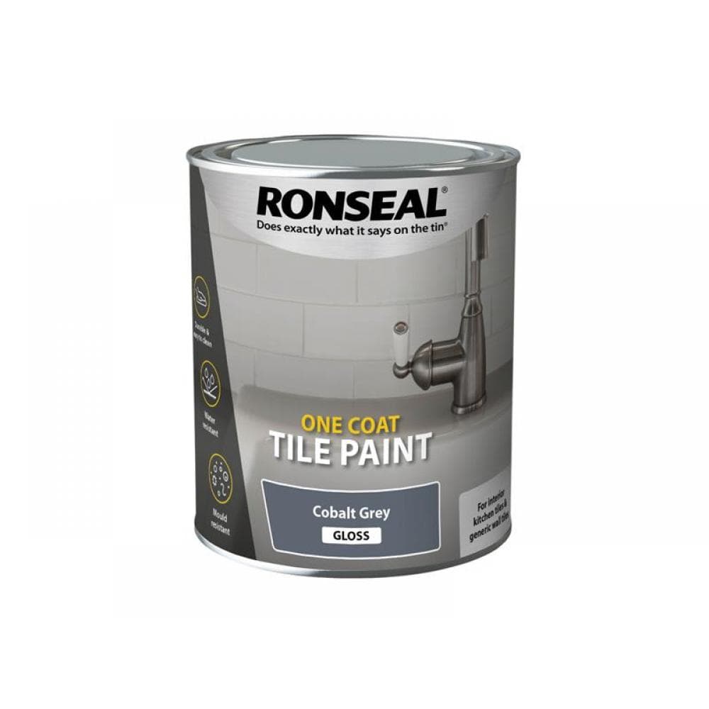 Ronseal 39376 One Coat Tile Paint Cobalt Grey Gloss 750Ml