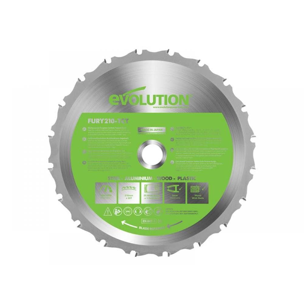 Evolution FURYBLADE210MULTI Fury® Multi-Purpose Tct Circular Saw Blade 210 X 25.4Mm X 20T