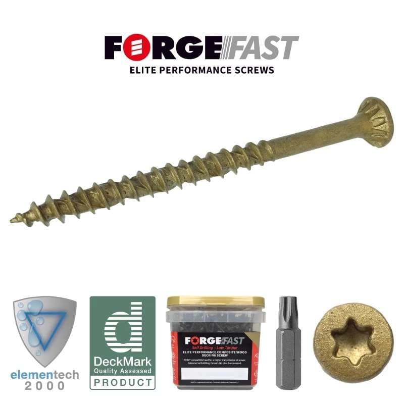 Forgefast FFDS4550TT Elite Low-Torque Decking Screws - Tan 4.5 X 50Mm (Tub Of 600)