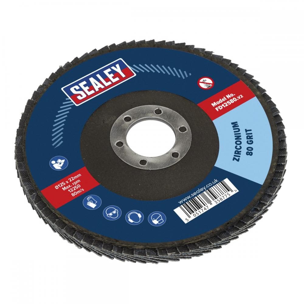 Sealey FD12580 Flap Disc Zirconium Ø125Mm Ø22Mm Bore 80Grit