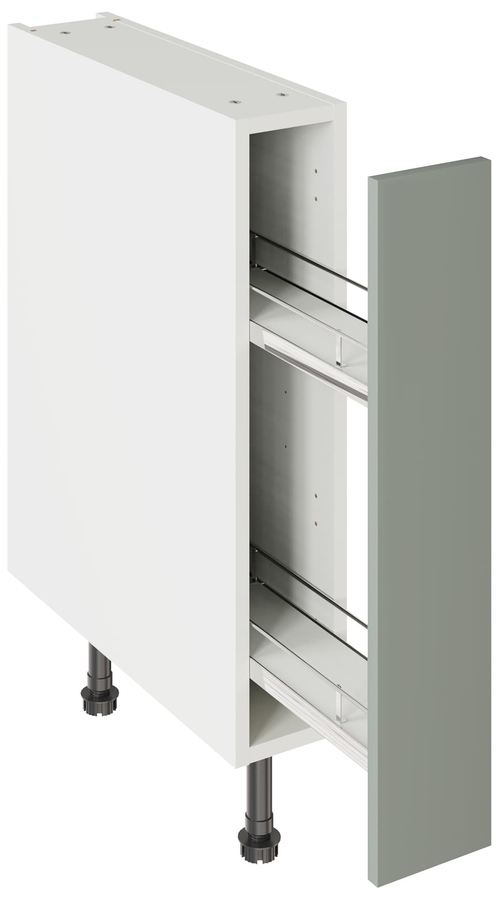 Kitchen Kit Flatpack 150 Base Kitchen Cabinet Pull-Out Slab Supermatt Agave Green