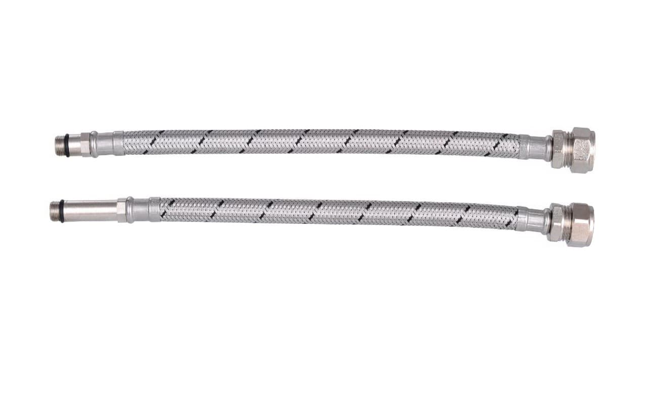 15mm x M10 Flexible Monobloc Tap Connector Tails 300mm Pair