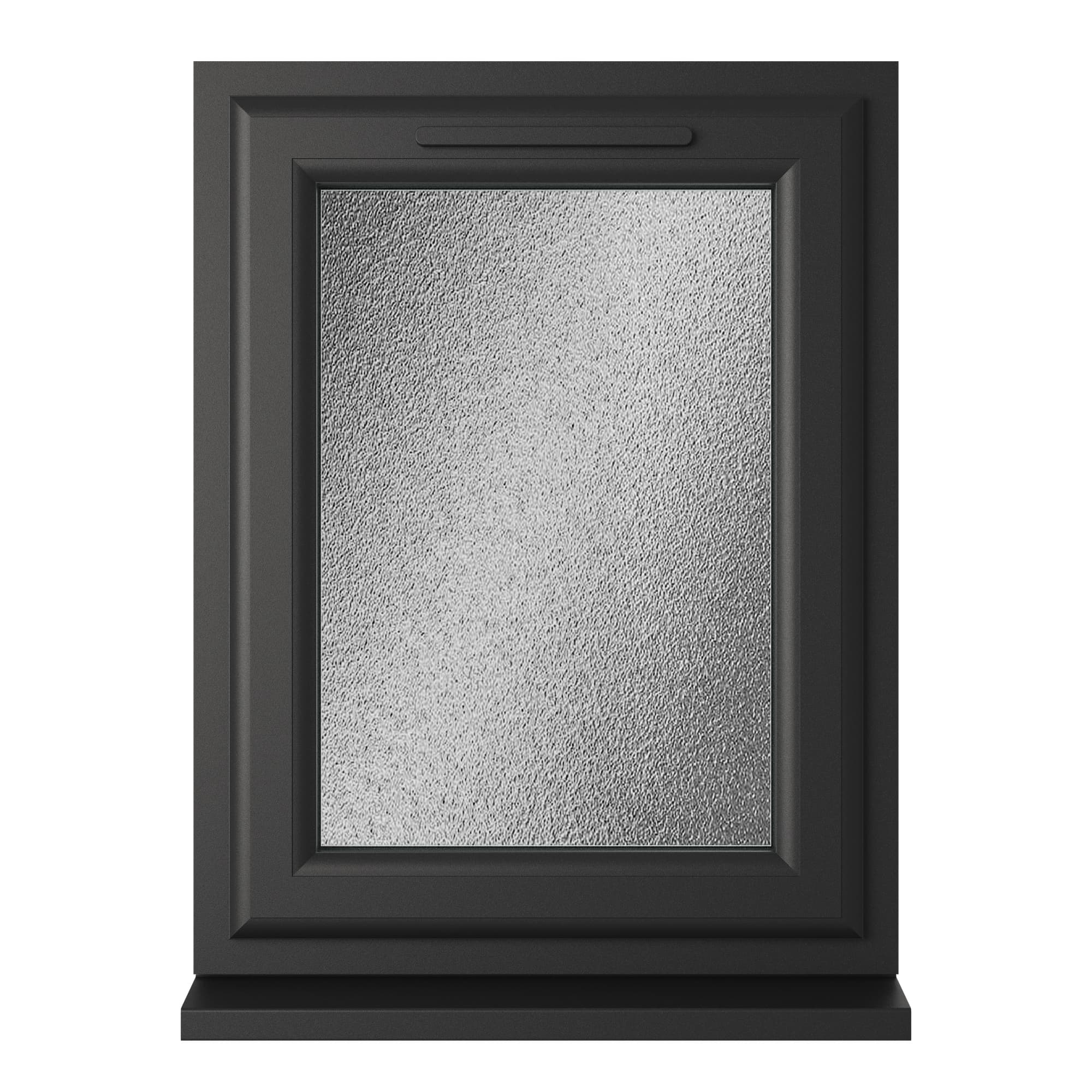 Crystal Double Glazed uPVC Window Black/White Left Hung 820mm x 610mm Obscure