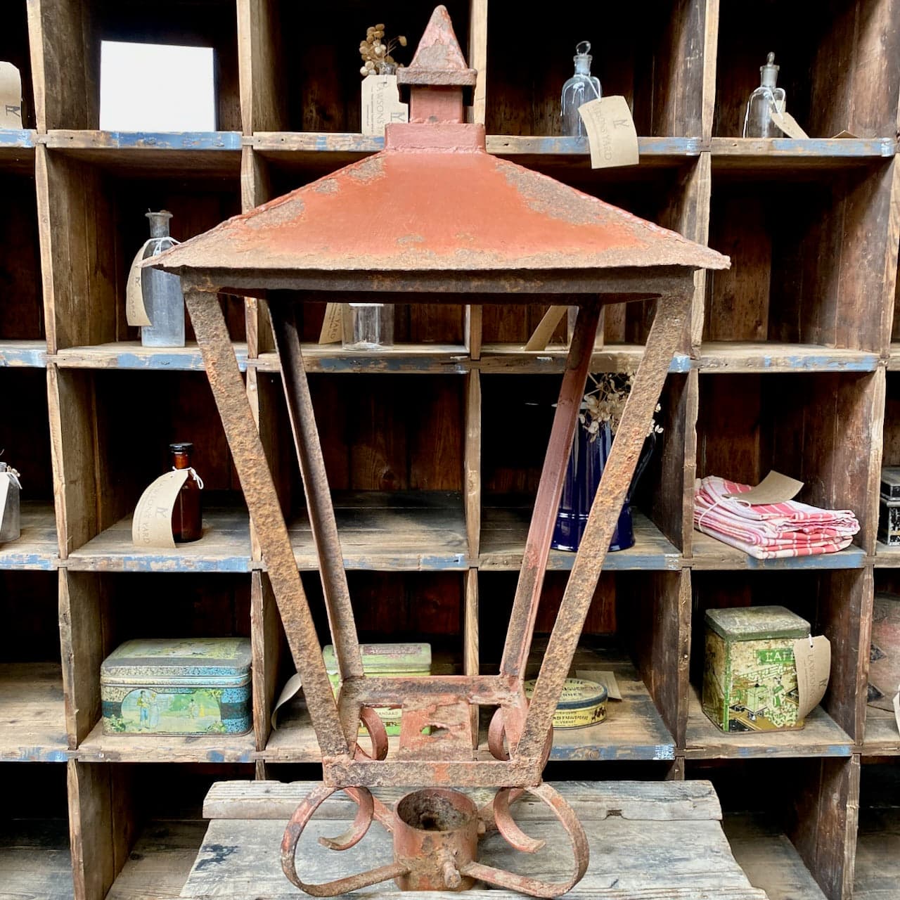 Hand Forged Wrought Iron Garden Lantern/ Vintage Decorative Lantern