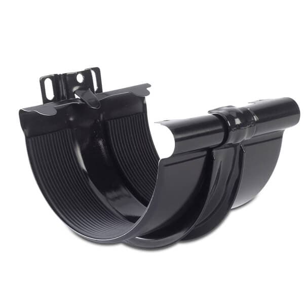 Steel Gutter Union with Bracket - 135mm Black