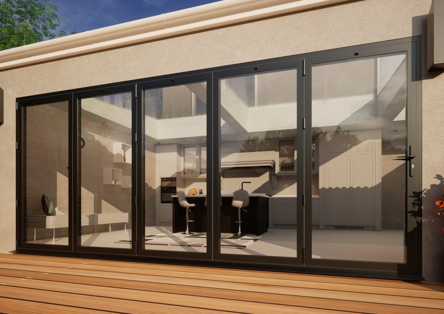 Aluminium Bifold Door Part Q Compliant - 4800mm Anthracite Grey - 5 Left