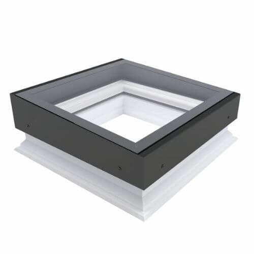 Type Z Non Opening Flat Roof Window Rounded Finish - 600mm x 600mm Double Glazed Black