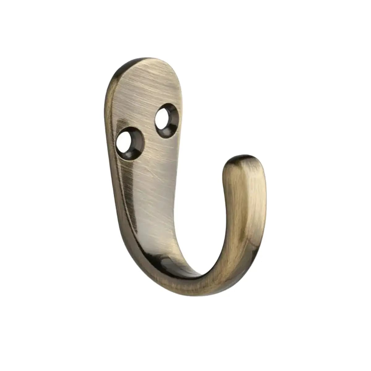 One Prong Single Robe Hook - Antique Brass - Wall/Door Mountable - Decohooks