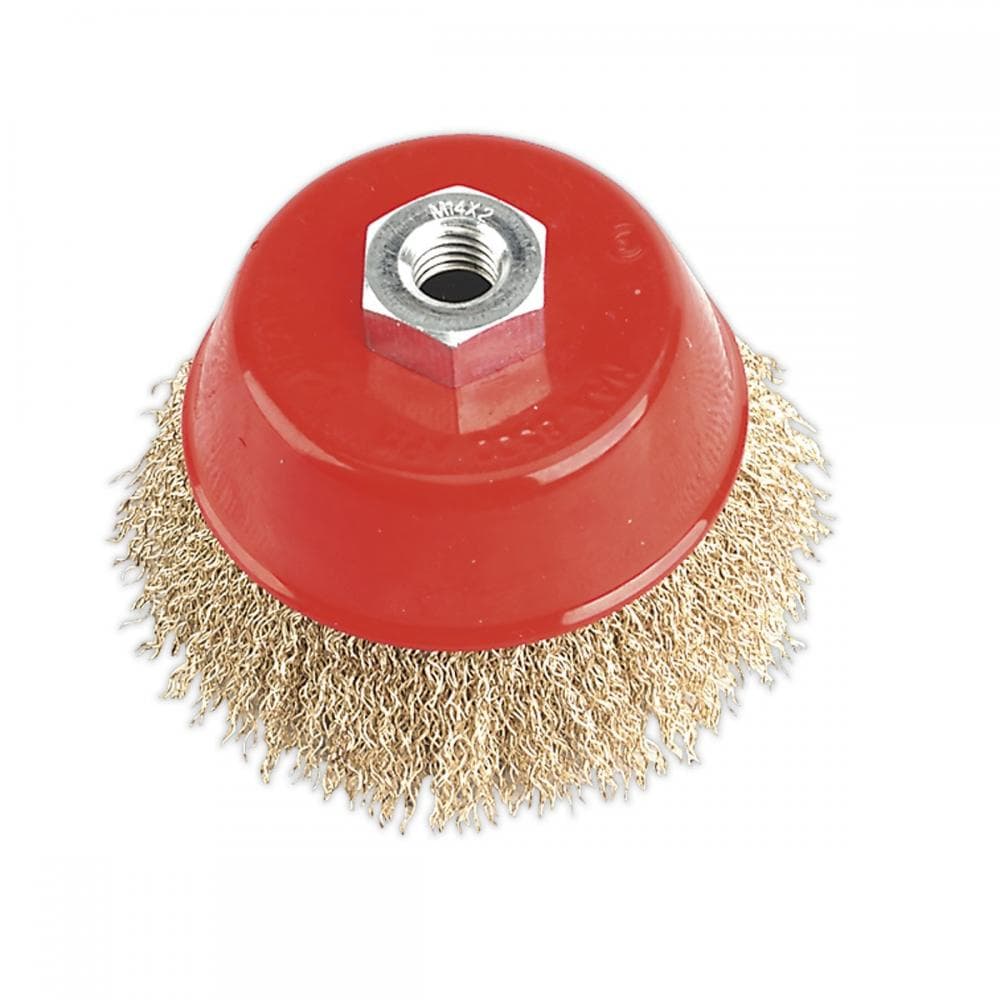 Sealey CBC100 Brassed Steel Cup Brush Ø100Mm M14 X 2Mm