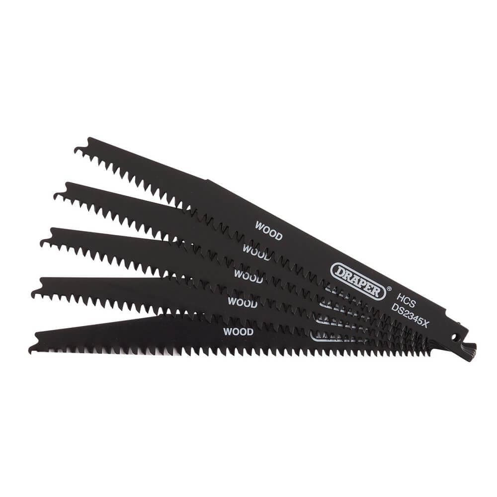 Draper 43063 Reciprocating Saw Blades For Wood And Plastic Cutting 200Mm 6-10Tpi (Pack Of 5) each 5