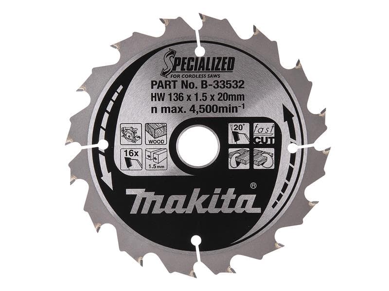 Makita B-33532 B-33532 Specialized For Cordless Saws Blade 136 X 20Mm X 16T