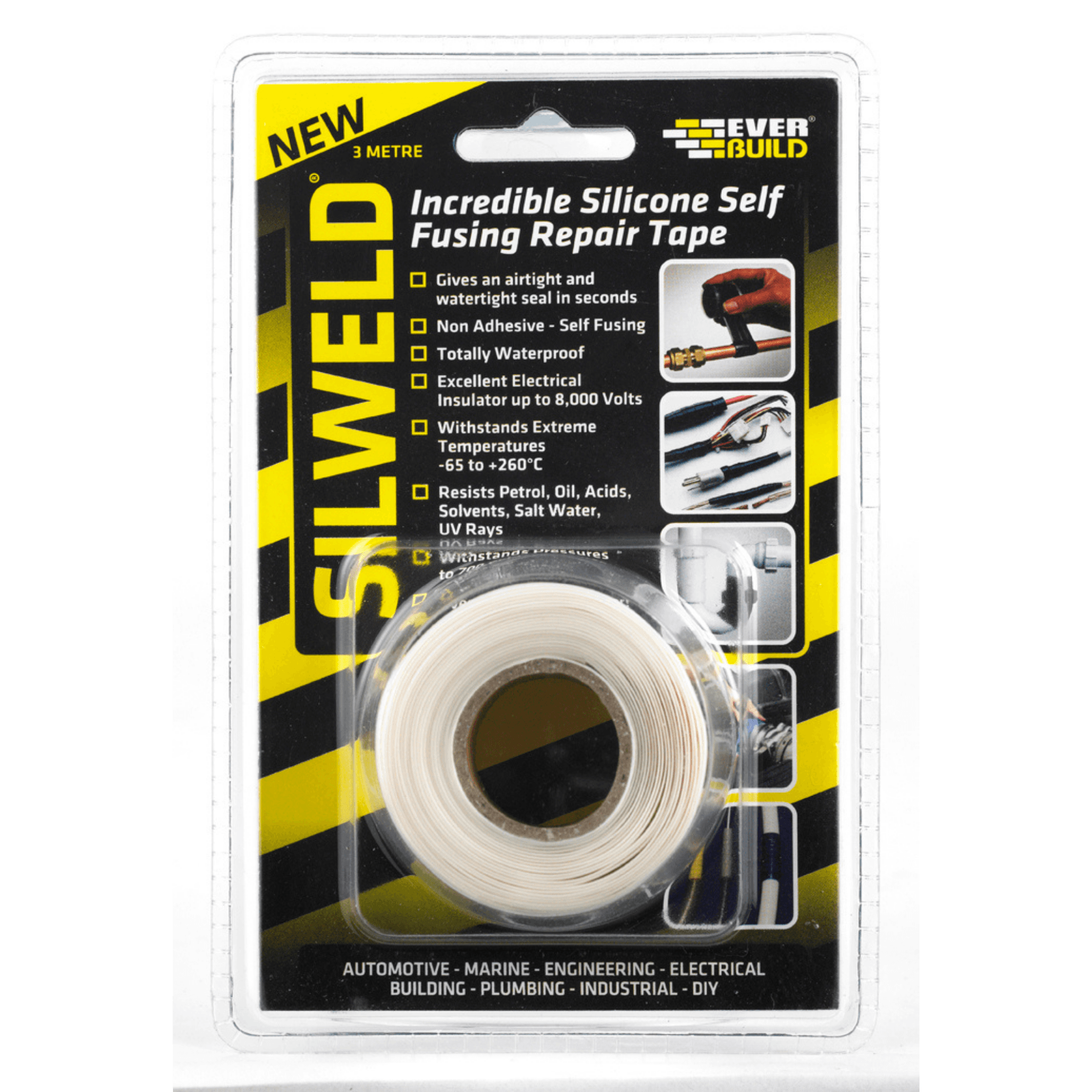 Everbuild Mammoth Silweld Silicone Repair Tape Black black 3 M