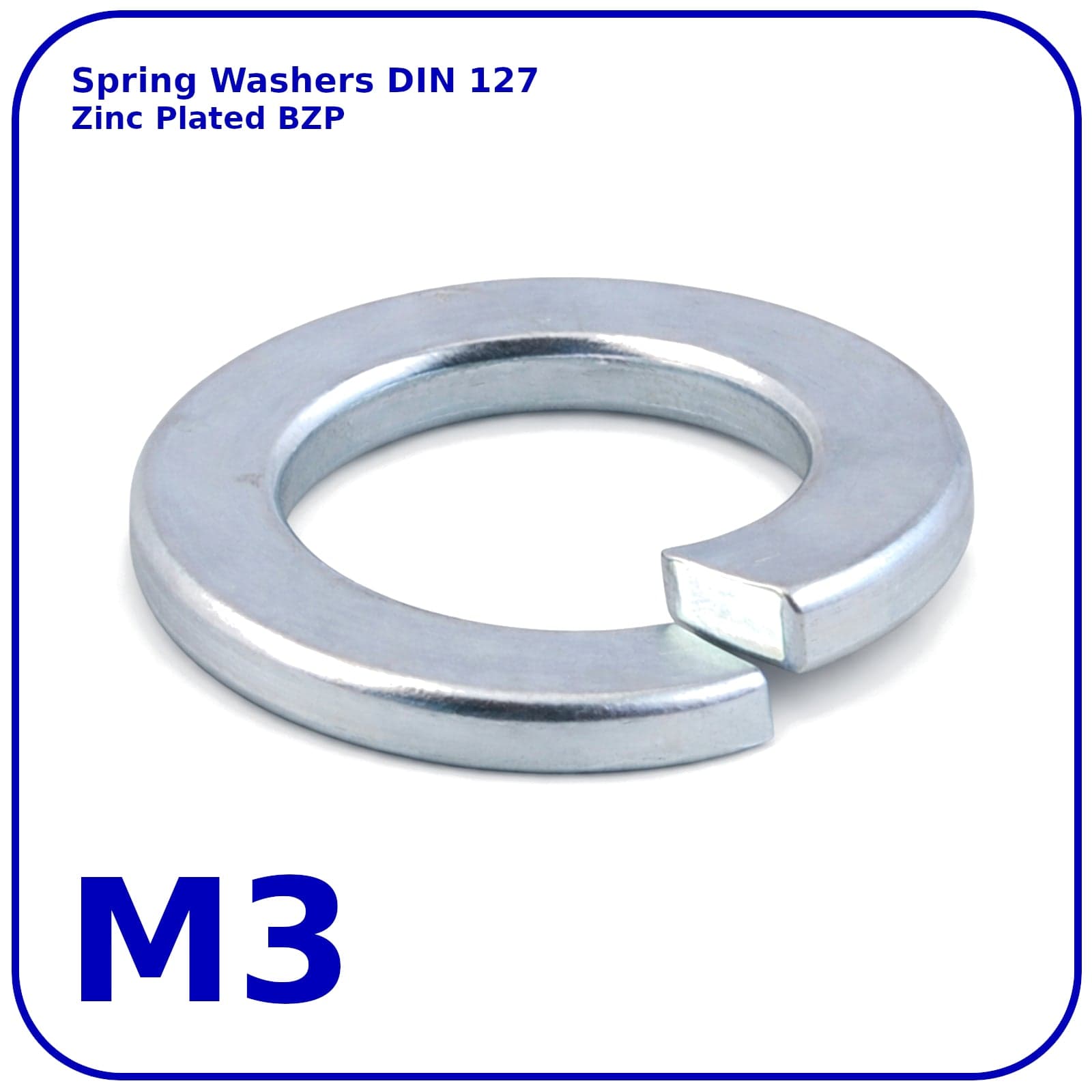 M3 Spring Washers Rectangular Lock Zinc Plated DIN 127