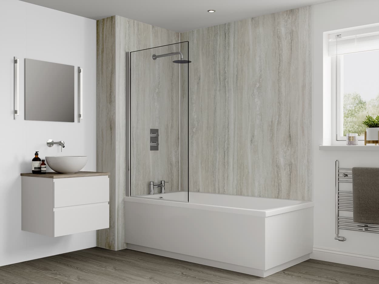 Multipanel Classic Bathroom Wall Panel Hydrolock 2400 x 900mm Jupiter Silver 3458