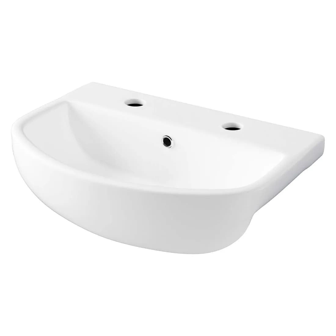 Atlas Pro Semi Recessed Basin 50Cm 2 Tap Hole White