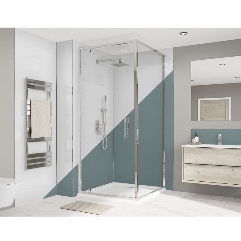 Wetwall Bathroom Wall Panel - 2440mm x 1220mm x 4mm - Glacier White / Neptune Blue