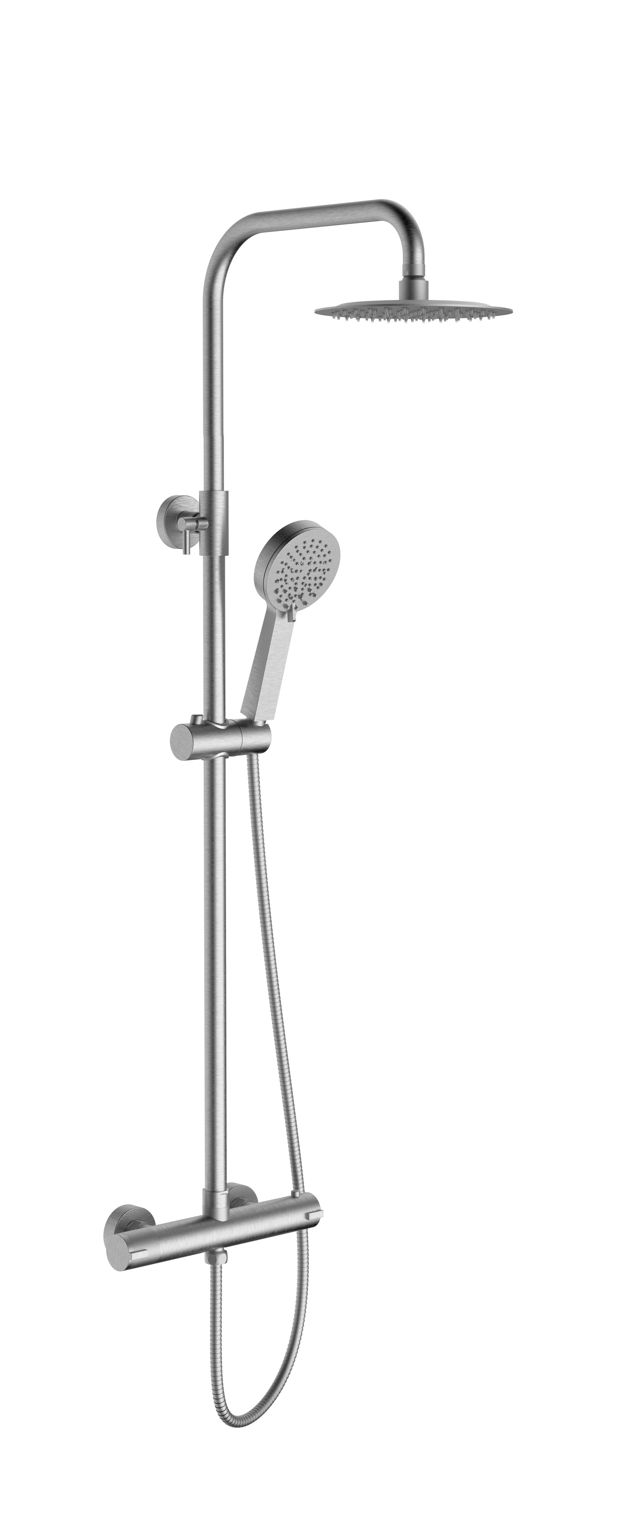 Teign Round Thermostatic Shower Mixer System - Brushed Nickel