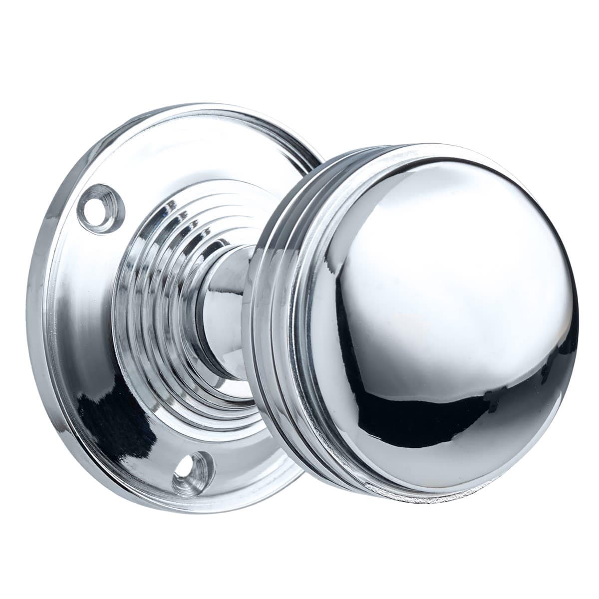 Sprung Ringed Mortice Door Knob - Chrome - Pair - Designer Levers