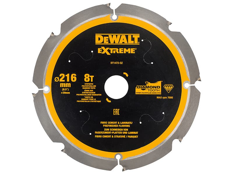 Dewalt DT1473-QZ Extreme Pcd Fibre Cement Saw Blade 216 X 30Mm X 8T