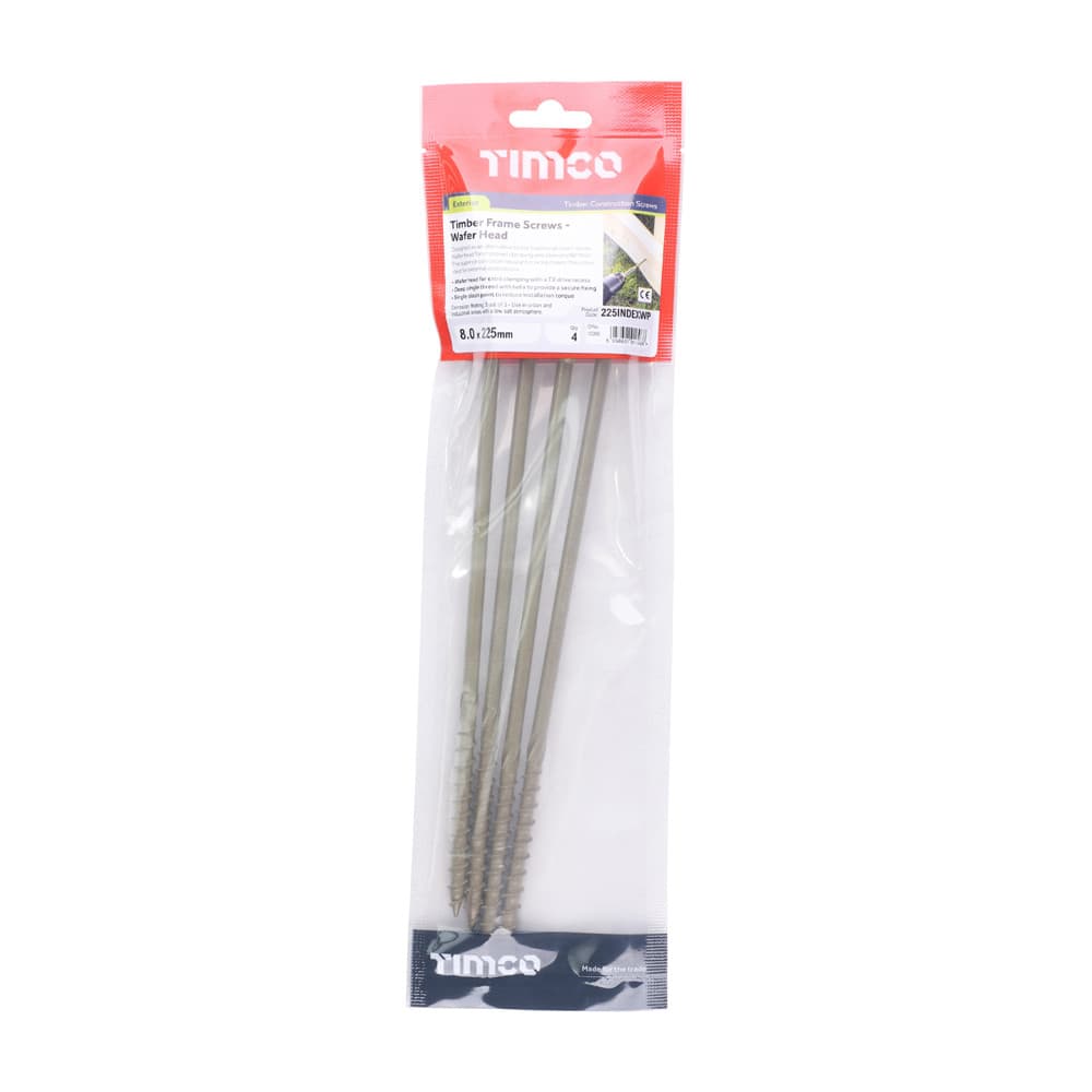 Timco Timber Screws - Tx - Wafer - Exterior - Green TIMpac 4 225INDEXWP