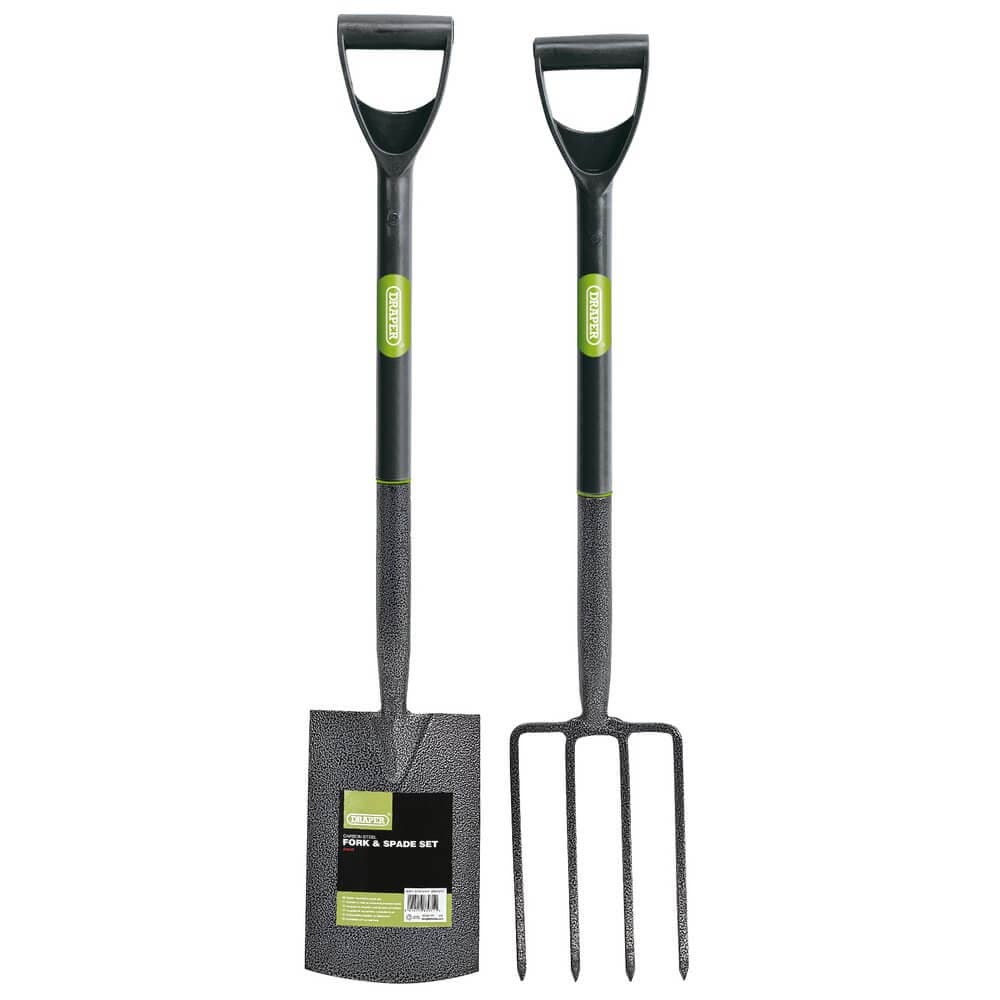 Draper 83971 Carbon Steel Garden Fork And Spade Set Black per set