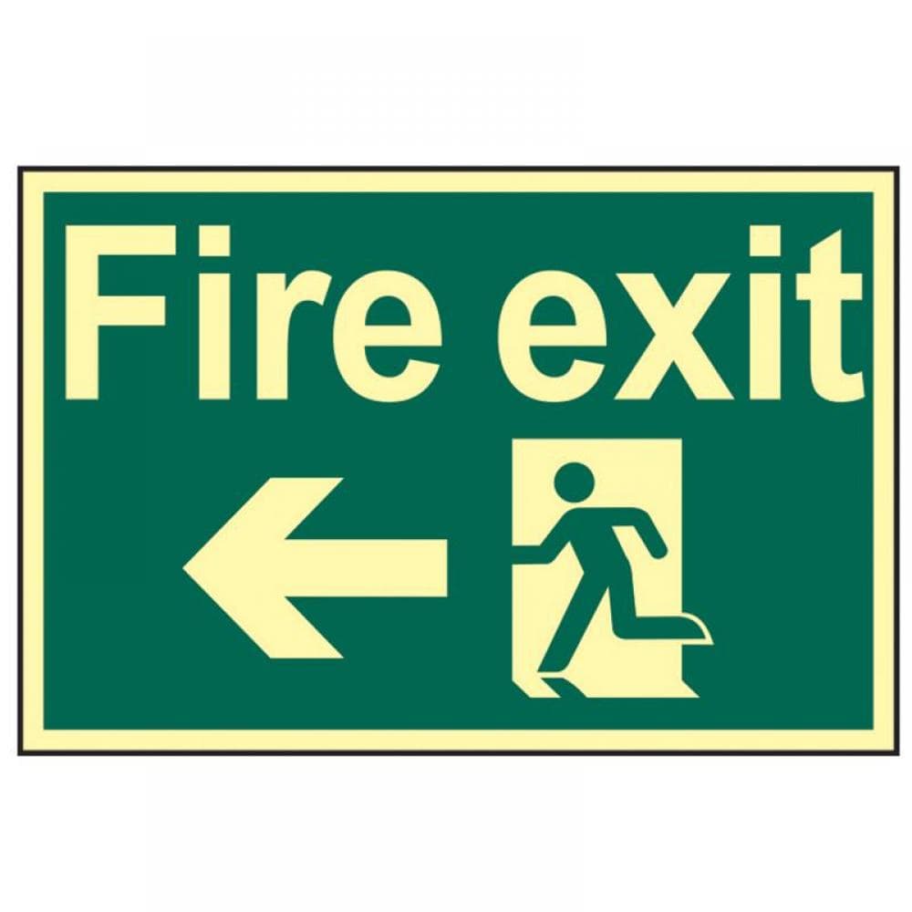 Scan 1583 Fire Exit Running Man Arrow Left - Photoluminescent 300 X 200Mm