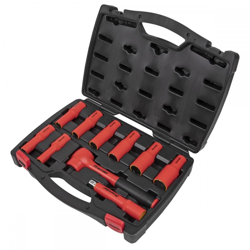 Sealey AK7943 Insulated Socket Set 10Pc 1/2inSq Drive 6Pt Walldrive® Vde Approved