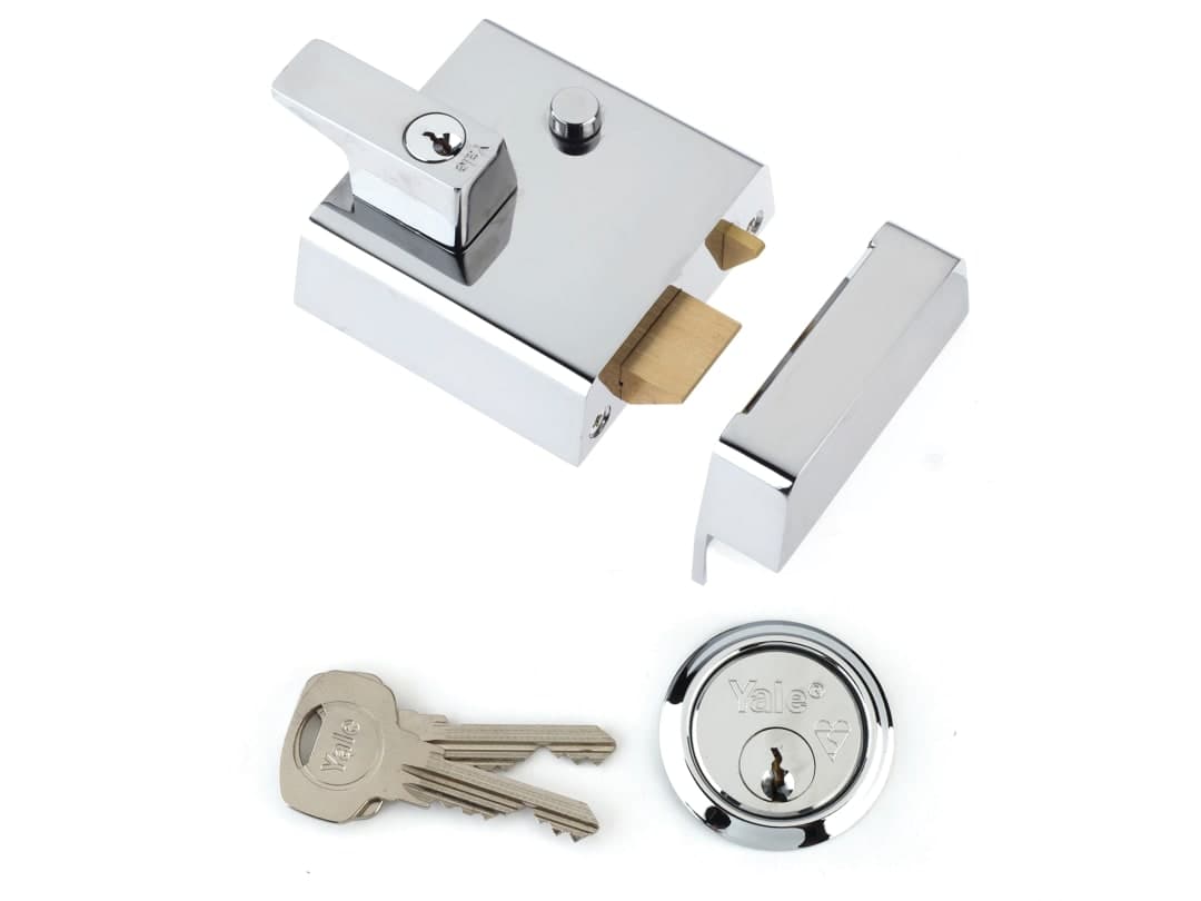 Yale Locks P1 Double Security Nightlatch 60mm Backset Chrome Finish Visi 6.30001E+11