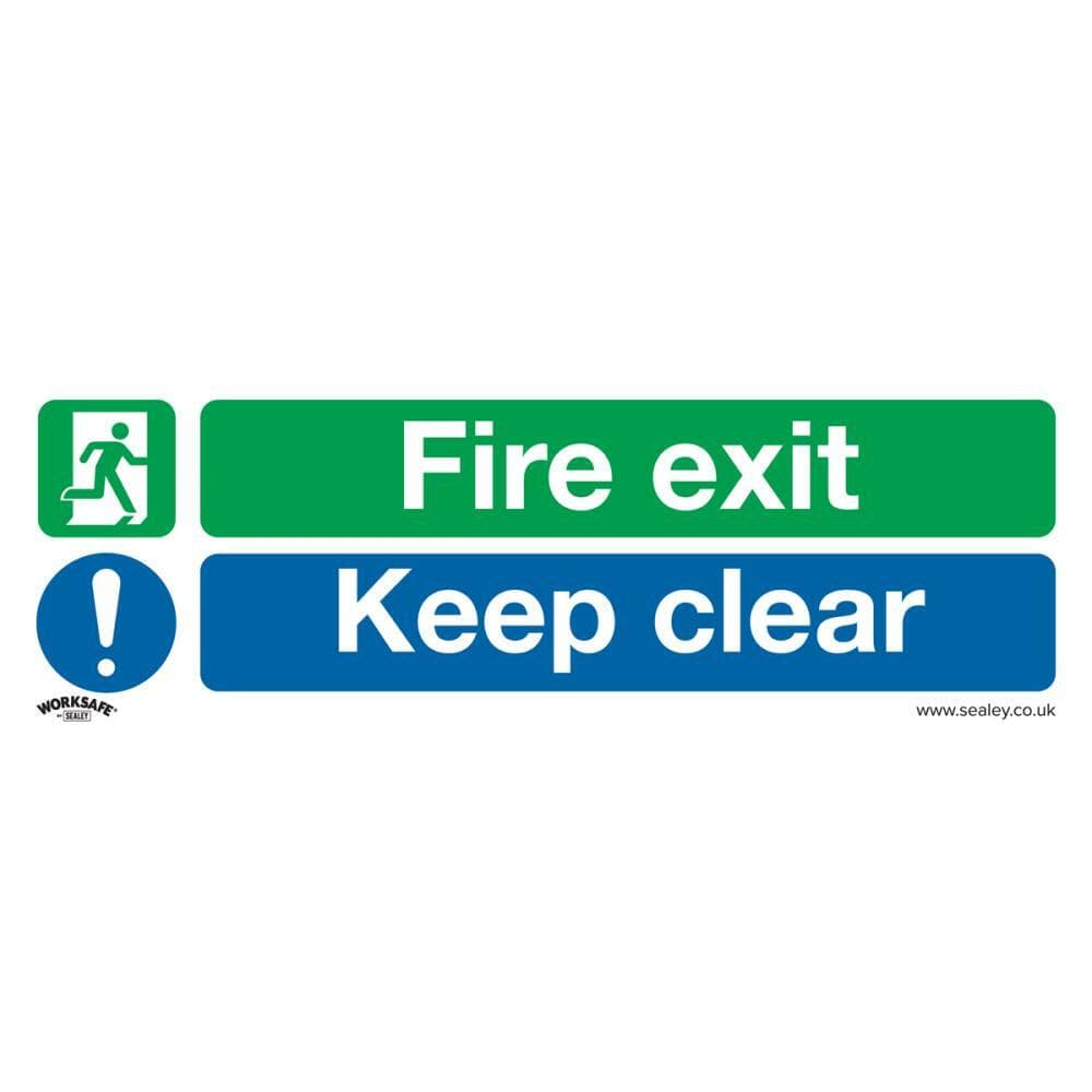 Sealey SS32P1 Safe Conditions Safety Sign - Fire Exit Keep Clear (Large) - Rigid Plastic