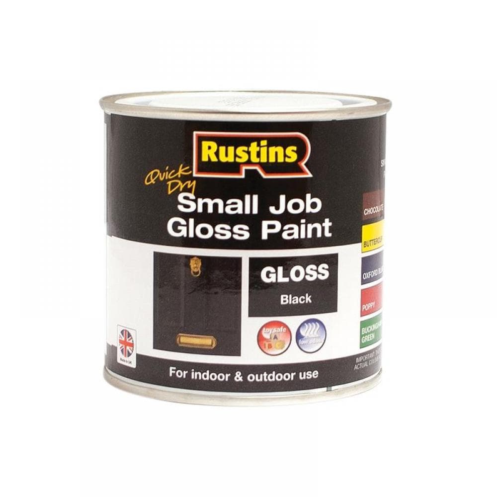Rustins GPBLW250 Quick Dry Small Job Gloss Paint Black 250Ml