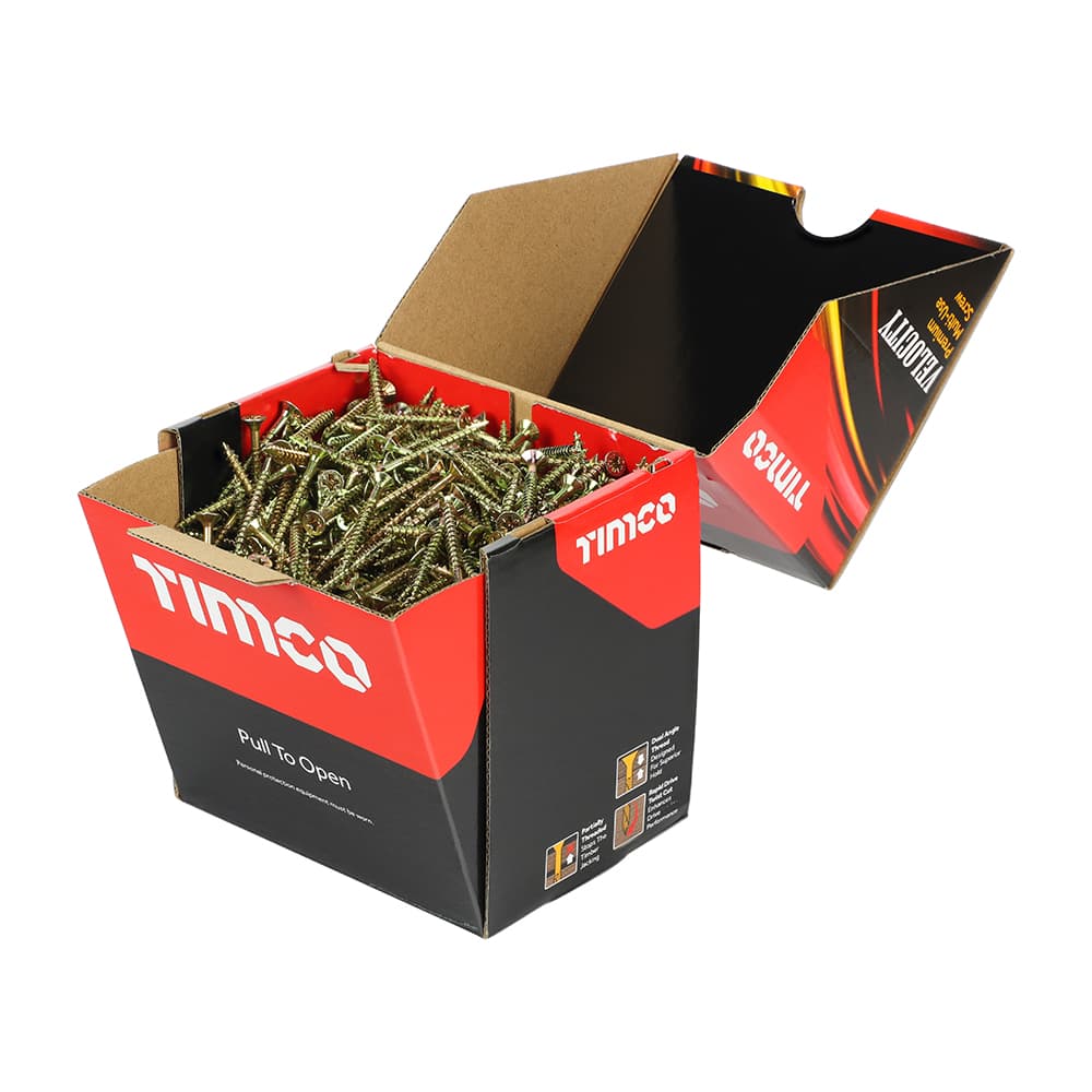 Timco 40040VYIND Velocity Premium Multi-Use Screws - Pz - Double Countersunk - Yellow 4.0 X 40 Box 1000