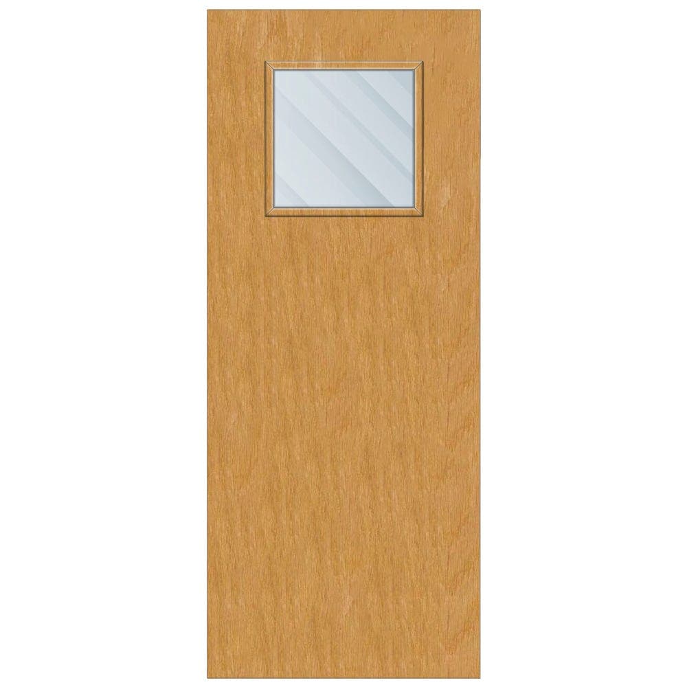 Crown Oak Solid Core FD30 Clear Glazed Internal Fire Door 1981mm x 762mm x 44mm | 450mm x 450mm VP