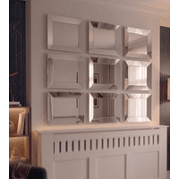 Biznest 9x Silver Bevelled Edges 3D Wall Plastic Mirror Square Frame 39.5 X 39.5 X 3 CM - Silvery