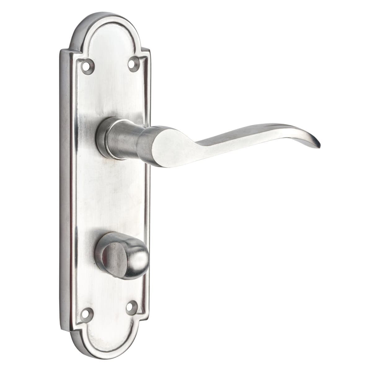 Aurelius Lever Thumb Lock Bathroom Door Handle - Satin Chrome - Pair - Designer Levers