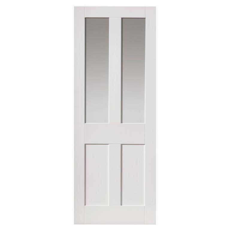 Rushmore White Shaker Style Internal Glazed Door With Two Clear Glass Top Panels - Primed - 35 x 1981 x 762mm