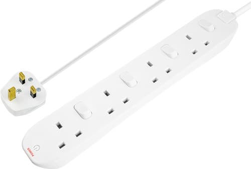 4 Skt 2M 13A Ind Sw Ext Lead White SWC4210N-MP