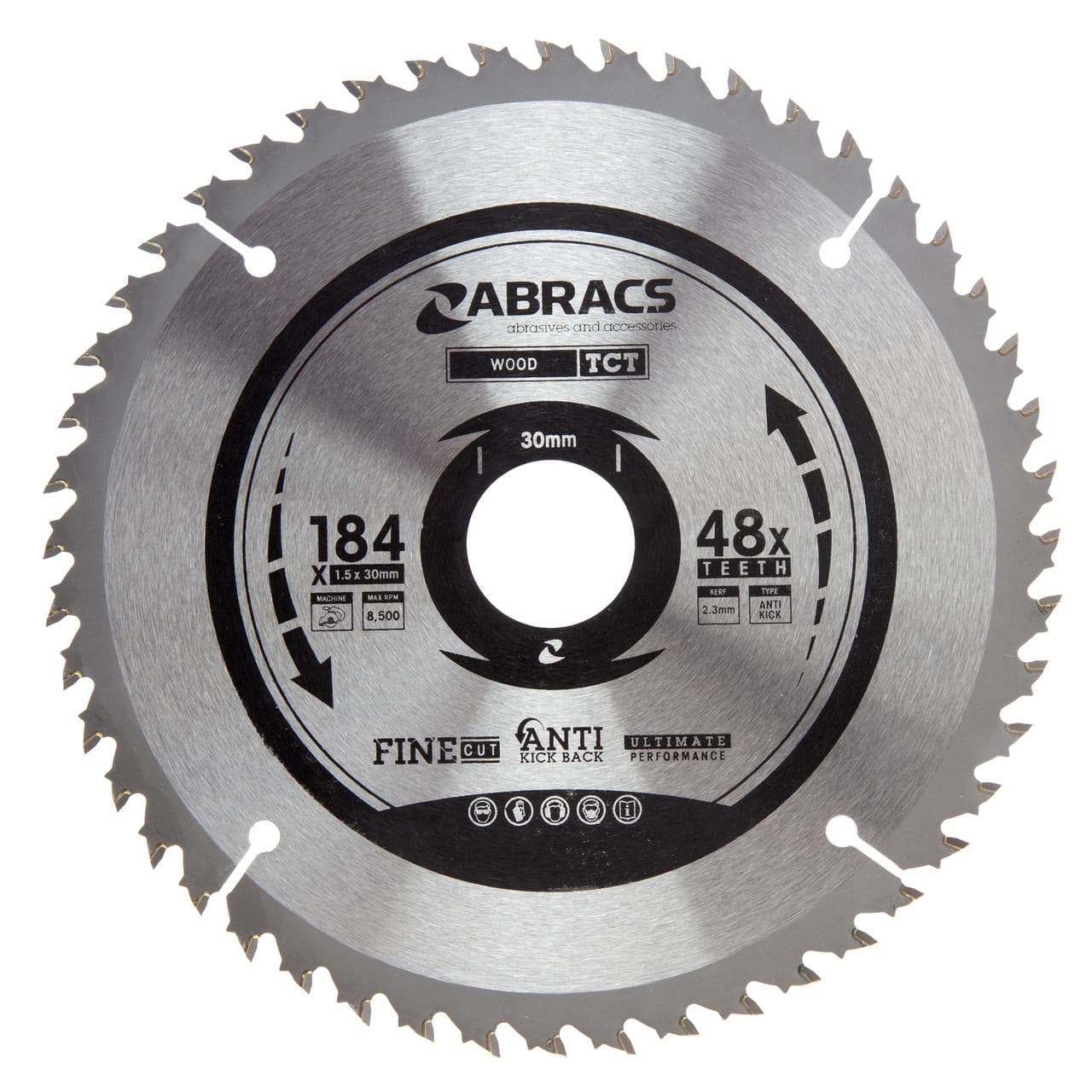 Abracs Tct18448 Tct Circular Saw Blade For Wood 184 X 30Mm X 48T ABRA-TCT18448