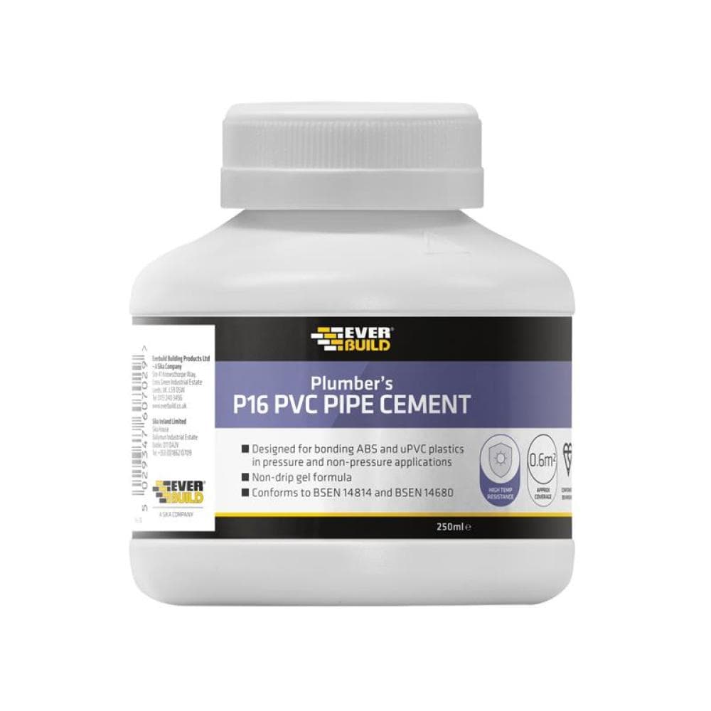 Everbuild Sika 488408 P16 Plumberfts Pvc Pipe Cement 250Ml