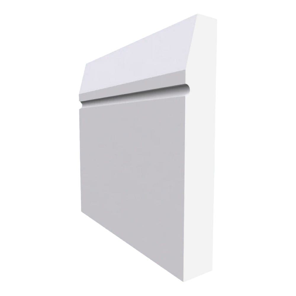 Chamfered Square C Grooved MDF Skirting Board White Primed 4200mm x 95mm x 18mm
