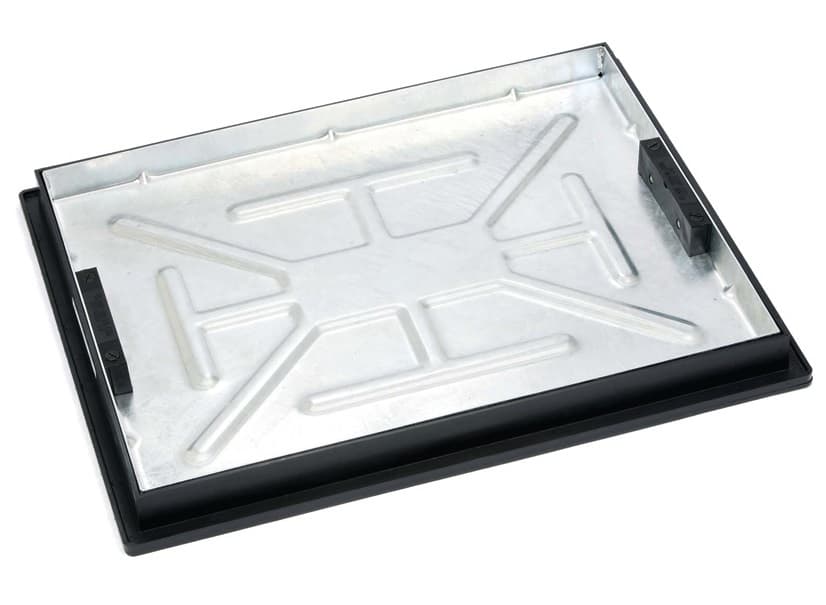 Clark-Drain Black & Galvanised Steel Polypropylene 5 Tonne Manhole Cover And Frame Sealed Block Paviour Recessed Tray, 450x600mm