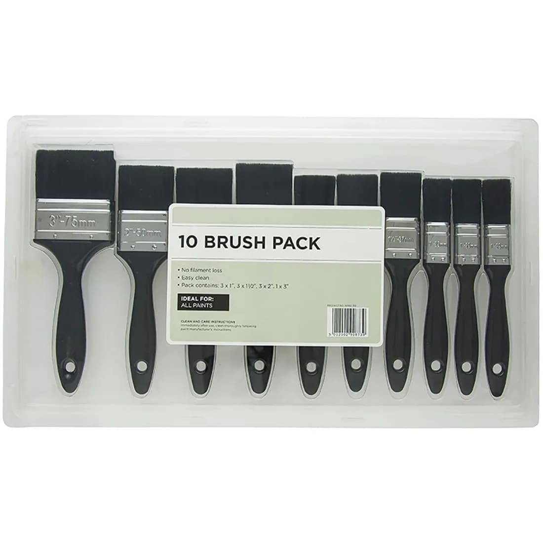 Economy Brush 10Pk 3 X 1In 3 X 1.5In 3 X 2In 1 X 3In